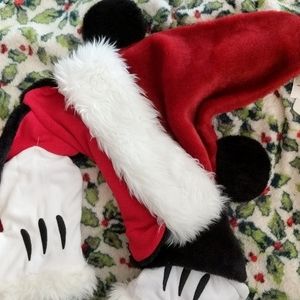 Mickey Mouse Winter Santa cap & attached mittens